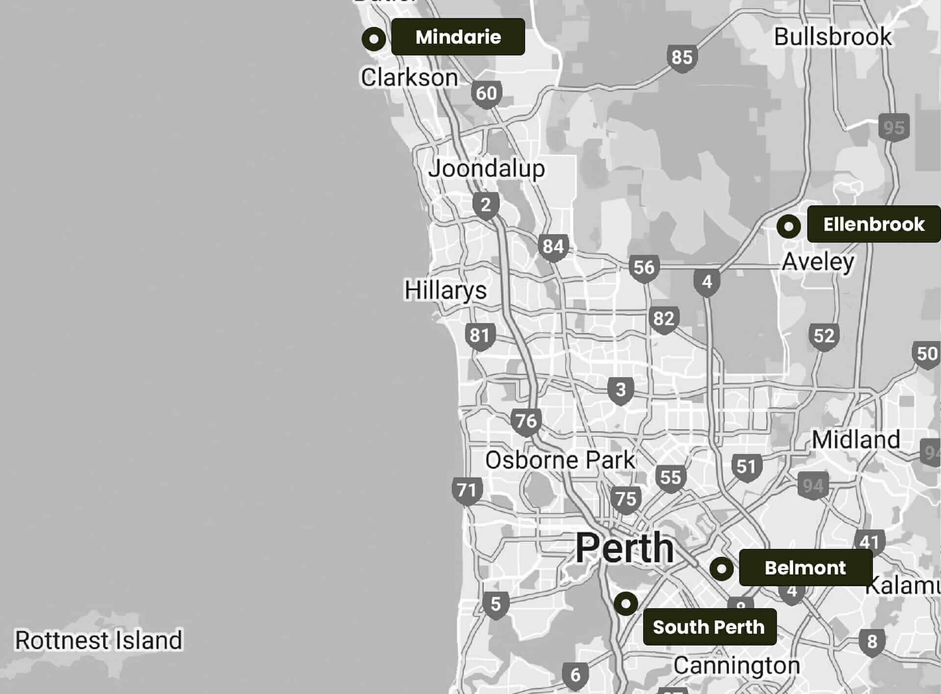 clinics on the map of Perth